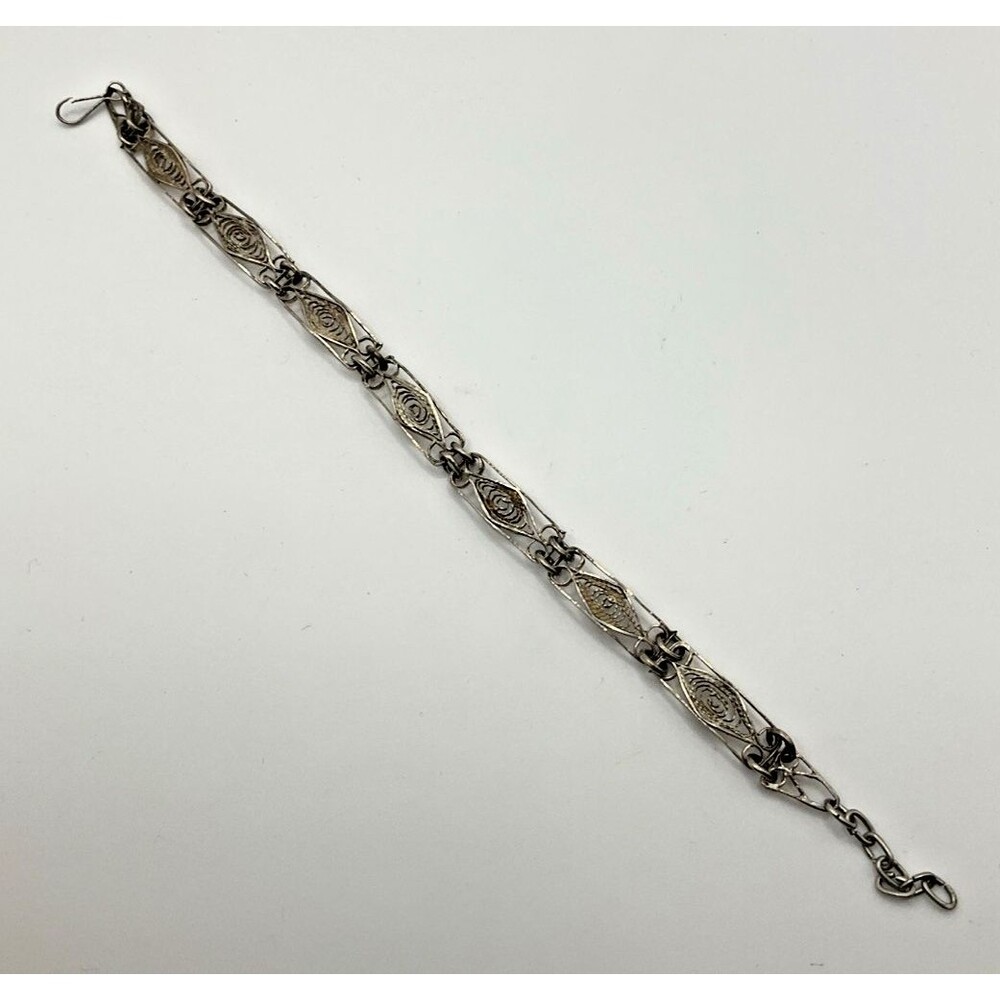 Silvertone Filigree Unmarked Bracelet